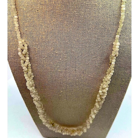 Vintage Multi-Strand White Glass Beaded Necklace - Picture 1 of 6